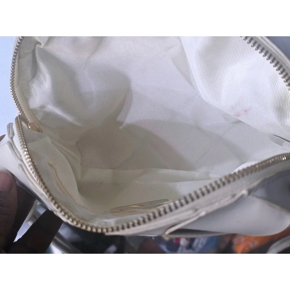 Urban Expressions Cream Woven Vegan Leather Crossbody Bag Knotted Strap Small